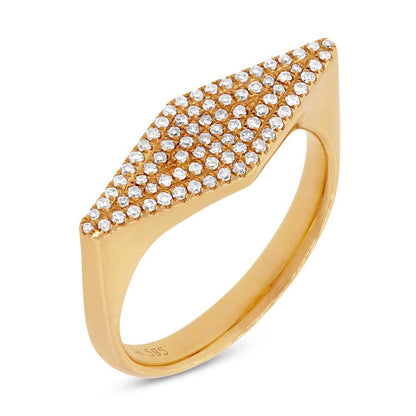 14k Yellow Gold Diamond Pave Lady's Ring Size 5.5 - 0.25ct
