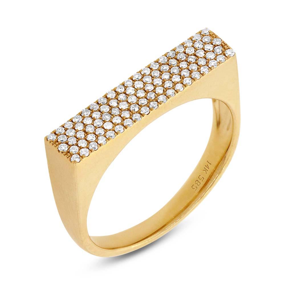 14k Yellow Gold Diamond Pave Lady's Ring Size 6.25 - 0.30ct