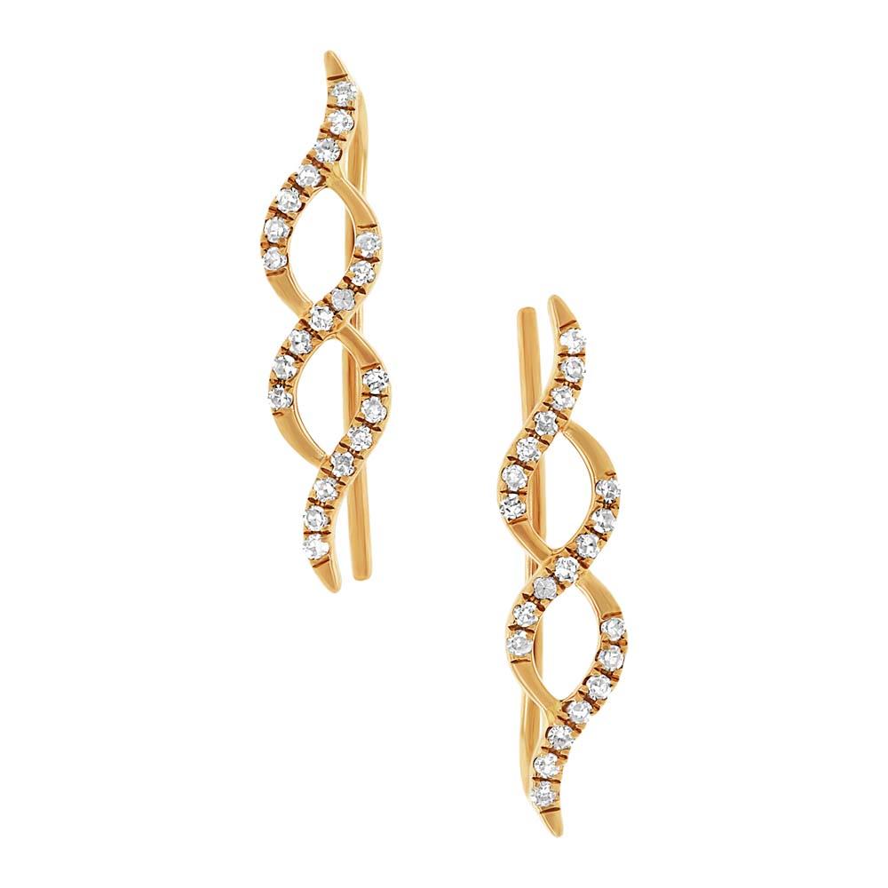 14k Yellow Gold Diamond Ear Crawler Earring