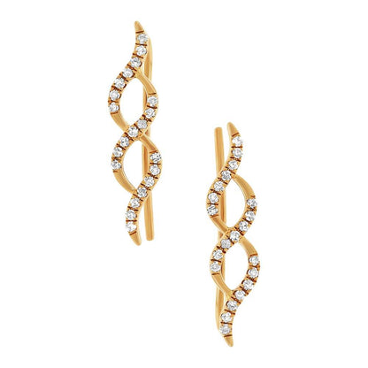 14k Yellow Gold Diamond Ear Crawler Earring