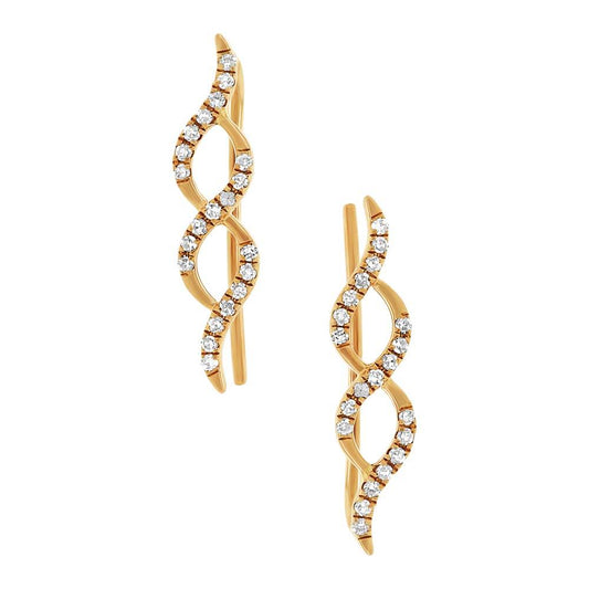 14k Yellow Gold Diamond Ear Crawler Earring