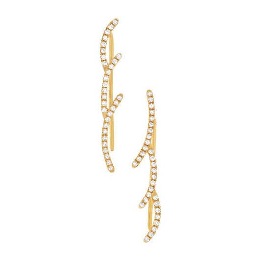 14k Yellow Gold Diamond Ear Crawler Earring
