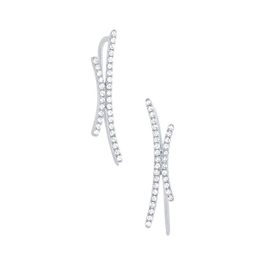 14k White Gold Diamond Ear Crawler Earring
