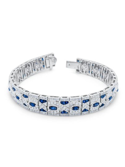 14k White Gold Sapphire with Natural Diamond