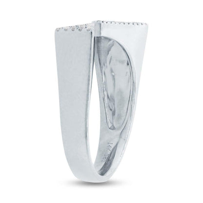 14k White Gold Diamond Pave Triangle Ring Size 5.5 - 0.22ct