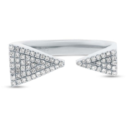 14k White Gold Diamond Pave Triangle Ring Size 5.5 - 0.22ct
