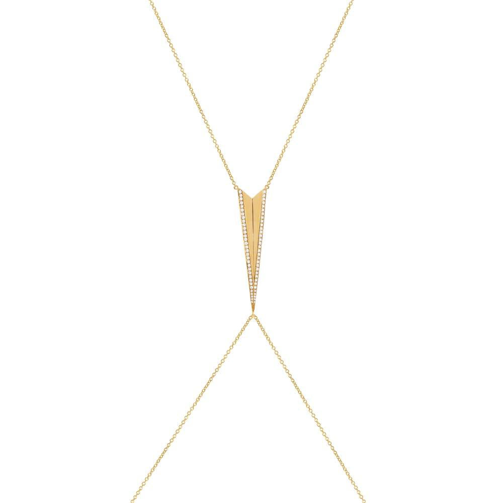 14k Yellow Gold Diamond Body Chain Necklace - 0.43ct