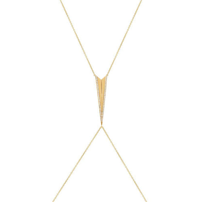 14k Yellow Gold Diamond Body Chain Necklace - 0.43ct