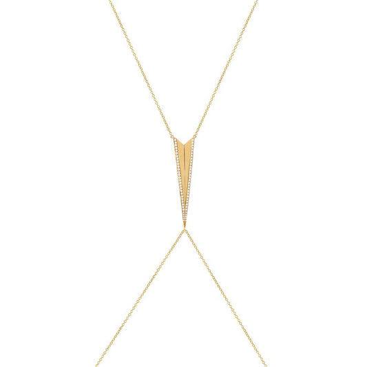 14k Yellow Gold Diamond Body Chain Necklace - 0.43ct