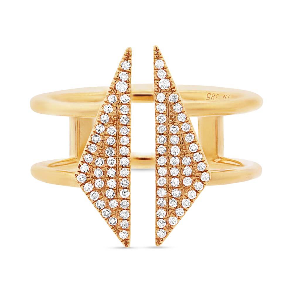 14k Yellow Gold Diamond Pave Lady's Ring - 0.21ct