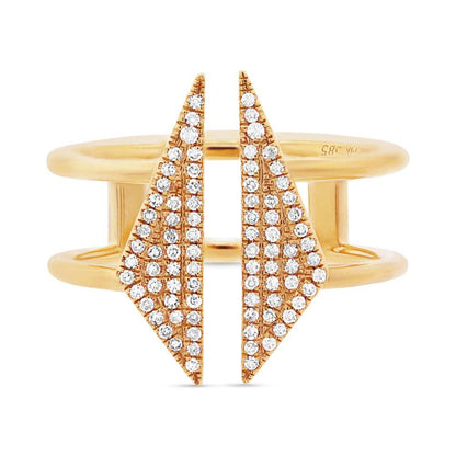 14k Yellow Gold Diamond Pave Lady's Ring - 0.21ct