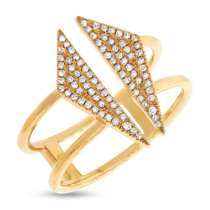 14k Yellow Gold Diamond Pave Lady's Ring - 0.21ct