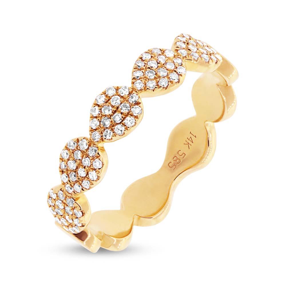 14k Yellow Gold Diamond Pave Lady's Ring Size 6 - 0.25ct