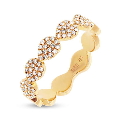14k Yellow Gold Diamond Pave Lady's Ring Size 9 - 0.25ct