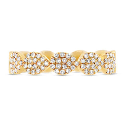 14k Yellow Gold Diamond Pave Lady's Ring Size 9 - 0.25ct