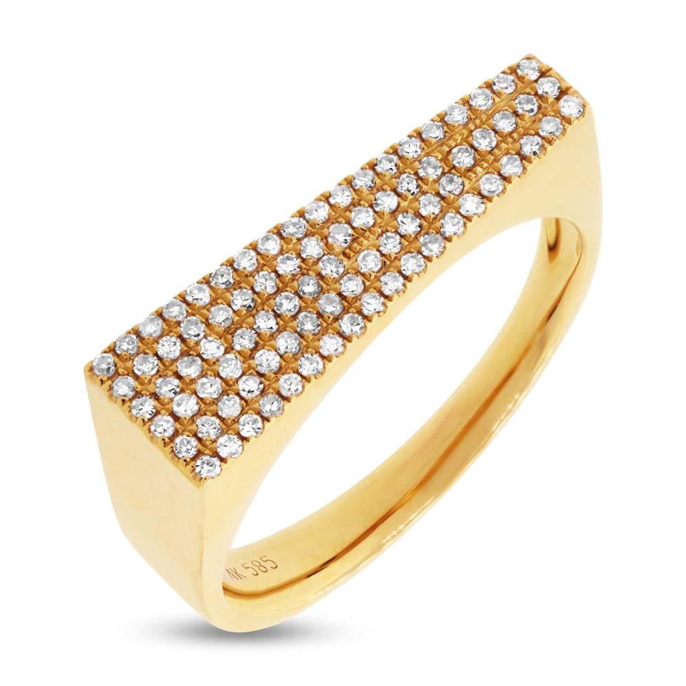 14k Yellow Gold Diamond Pave Lady's Ring - 0.27ct