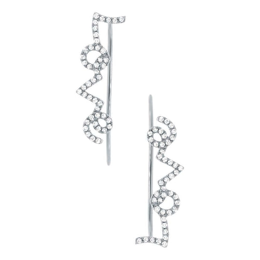 14k White Gold Diamond Ear Crawler Earring