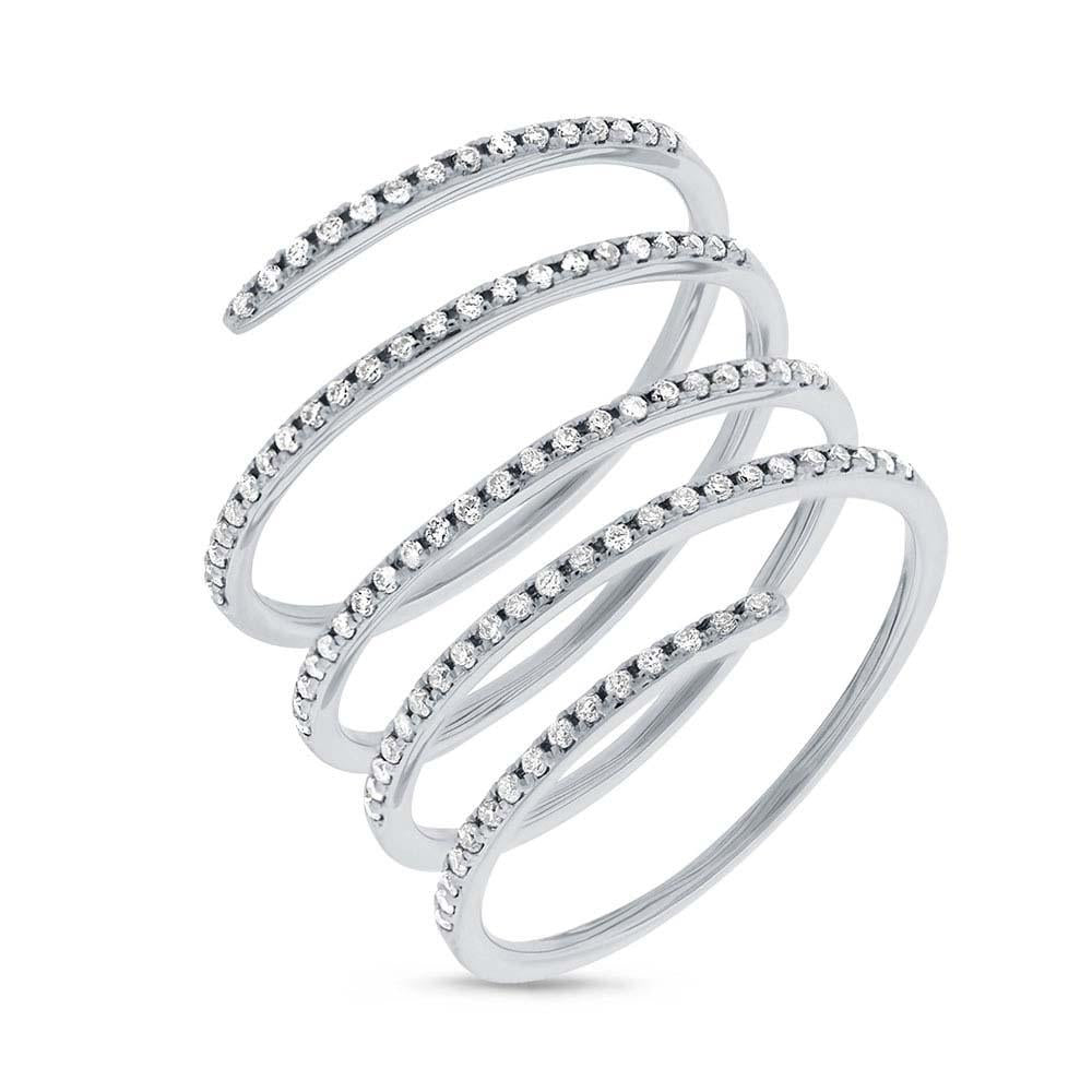 14k White Gold Diamond Spiral Lady's Ring - 0.36ct
