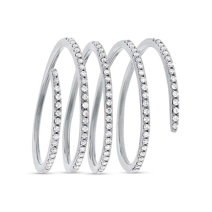 14k White Gold Diamond Spiral Lady's Ring Size 8.5 - 0.36ct