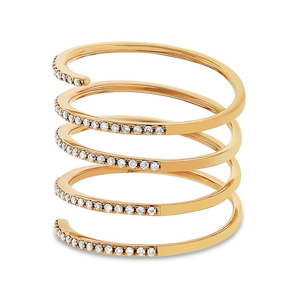 14k Yellow Gold Diamond Spiral Lady's Ring - 0.36ct