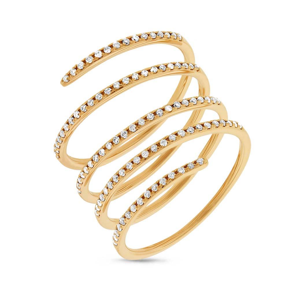 14k Yellow Gold Diamond Spiral Lady's Ring Size 7.5 - 0.36ct