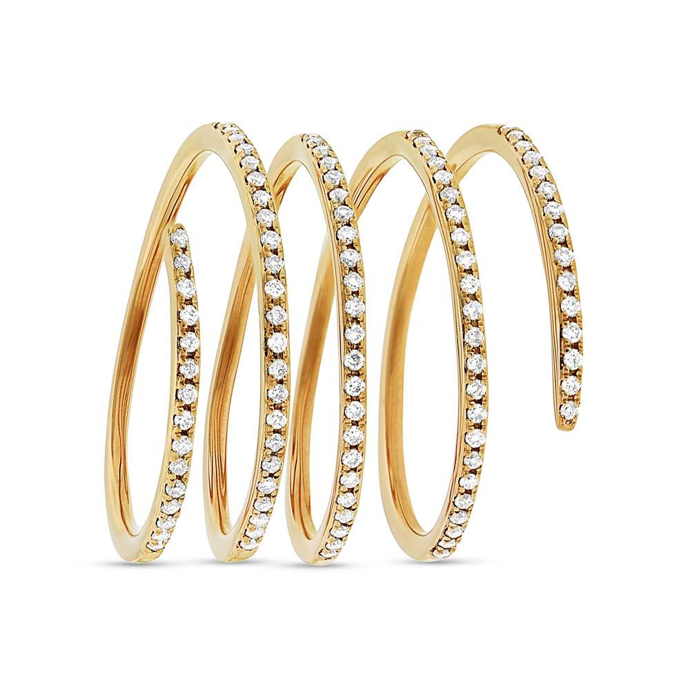 14k Yellow Gold Diamond Spiral Lady's Ring Size 7.5 - 0.36ct