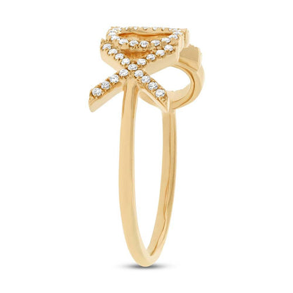14k Yellow Gold Diamond ''XOXO'' Ring - 0.18ct