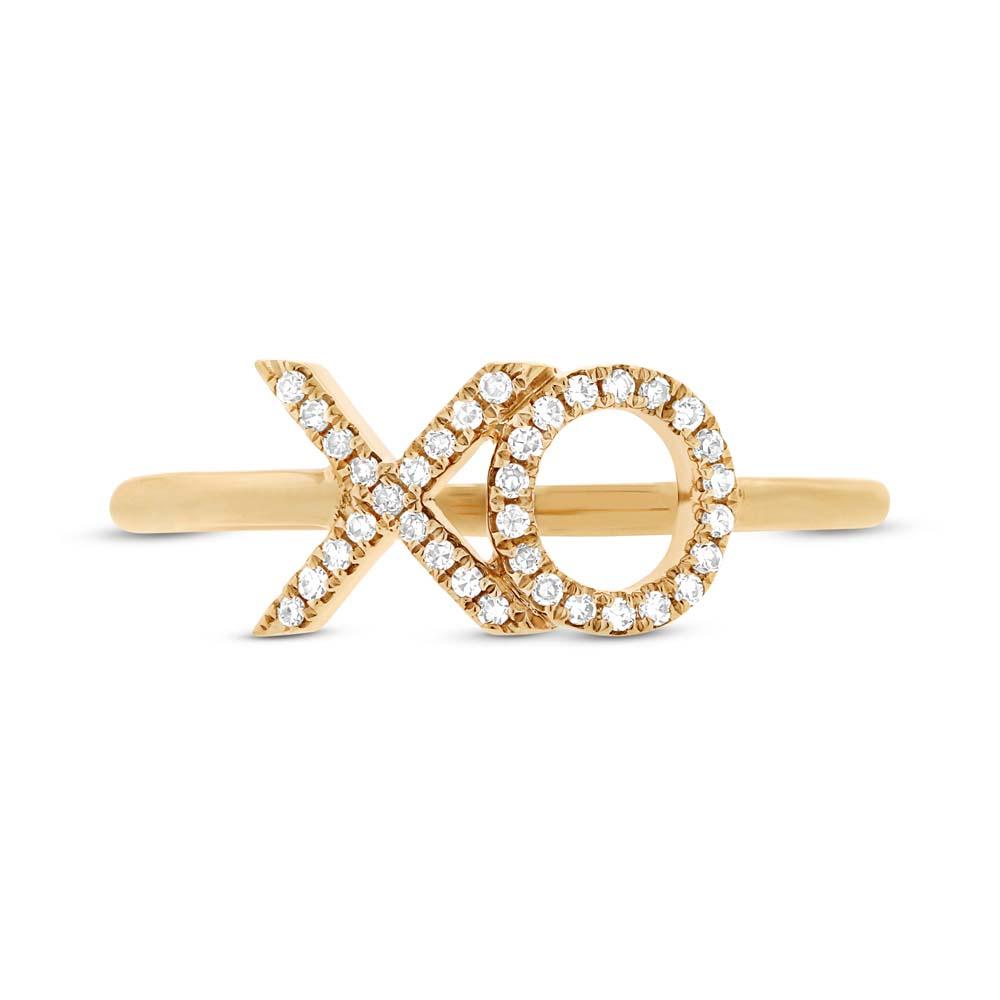 14k Yellow Gold Diamond ''XO'' Ring Size 6 - 0.09ct