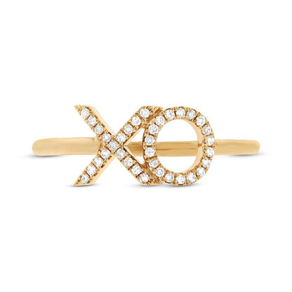 14k Yellow Gold Diamond ''XO'' Ring Size 6 - 0.09ct