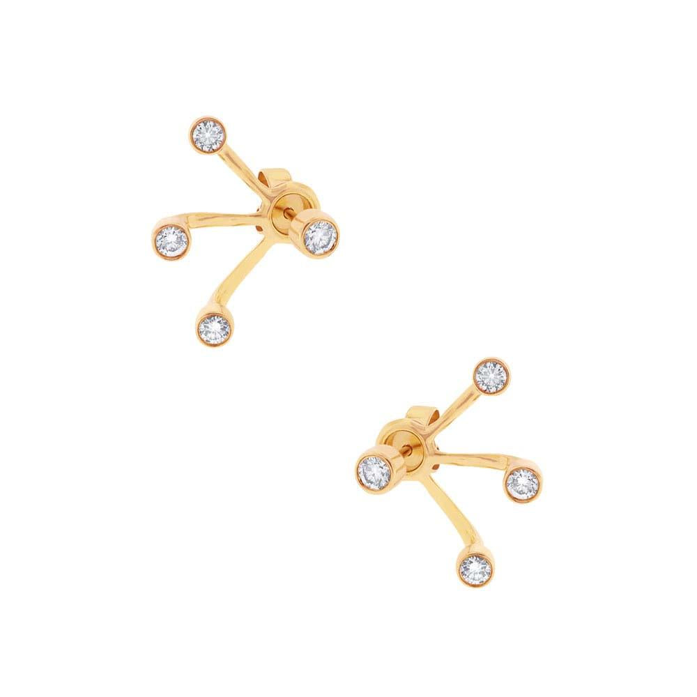 14k Yellow Gold Diamond Ear Jacket Earring with Studs