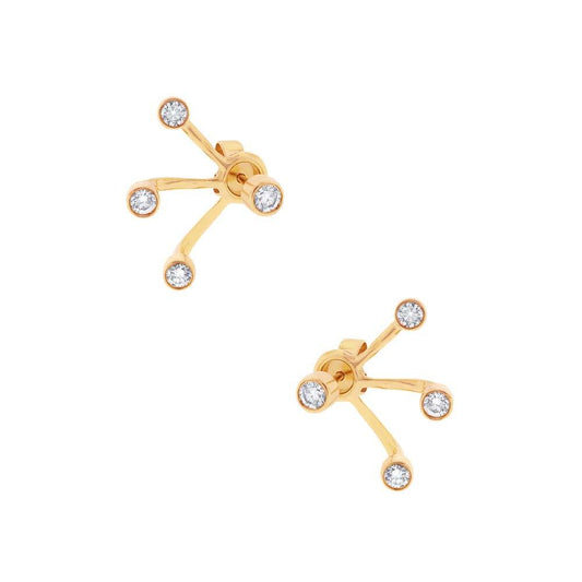 14k Yellow Gold Diamond Ear Jacket Earring with Studs