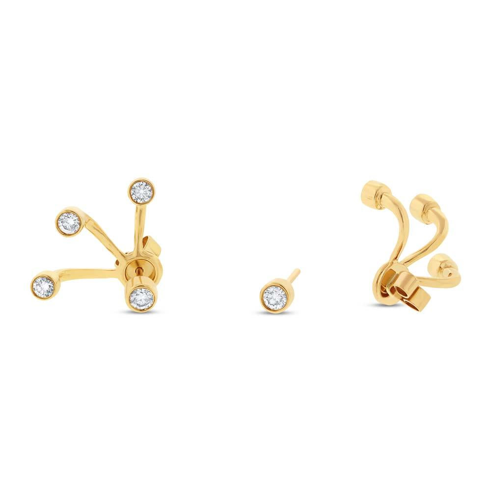 14k Yellow Gold Diamond Ear Jacket Earring with Studs