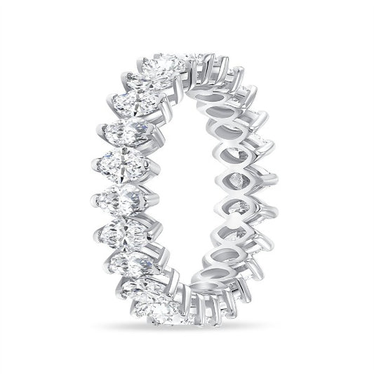 18K White Gold Diamond 2.88 CT Marquise Cut Eternity Band