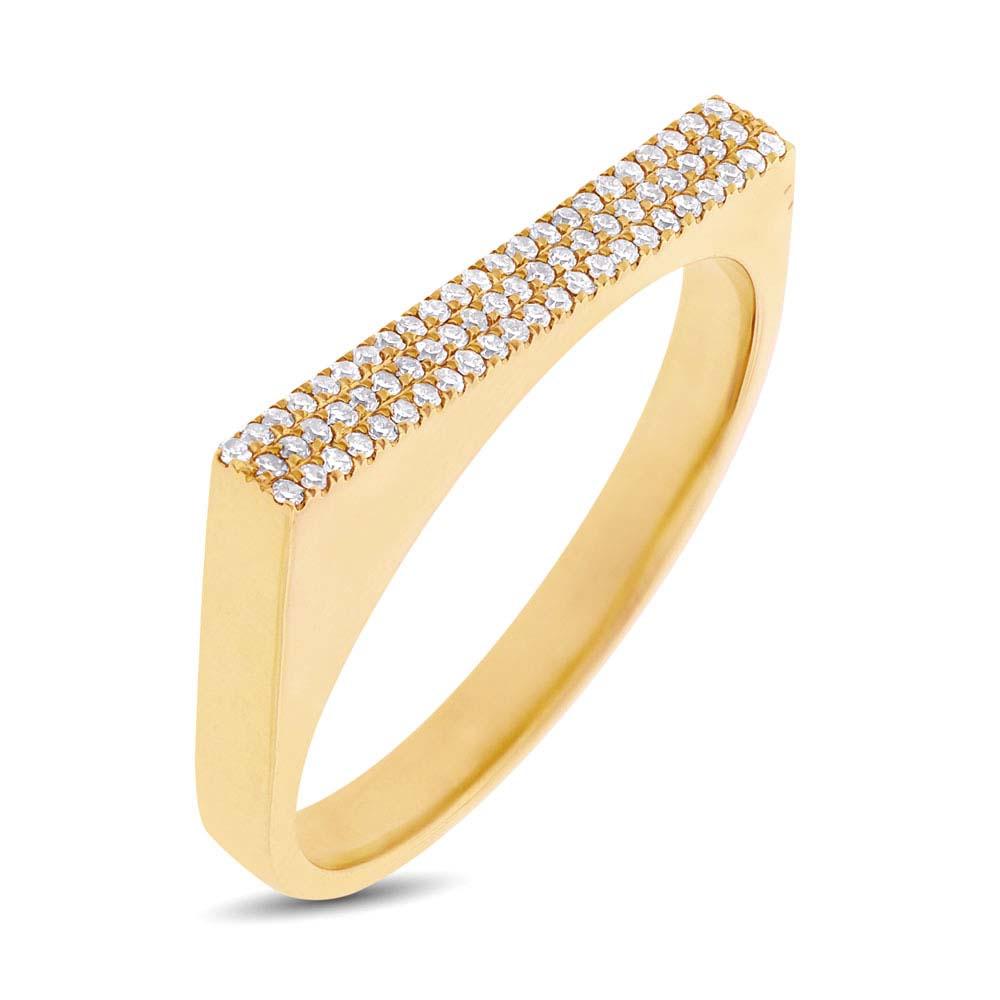 14k Yellow Gold Diamond Pave Lady's Ring Size 5.5 - 0.15ct