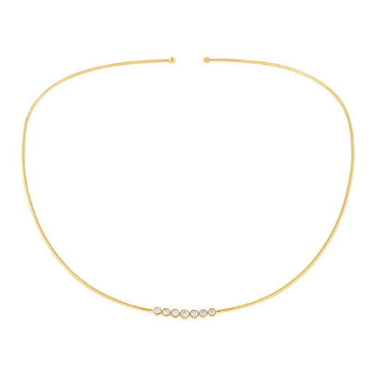 14k Yellow Gold Diamond Choker Necklace - 0.36ct