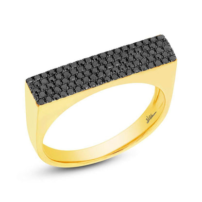 14k Yellow Gold Black Diamond Pave Lady's Ring Size 6.5 - 0.30ct