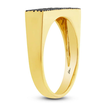 14k Yellow Gold Black Diamond Pave Lady's Ring Size 6.5 - 0.30ct