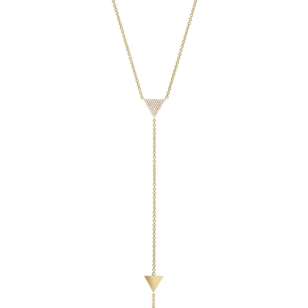 14k Yellow Gold Diamond Pave Triangle Lariat Necklace - 0.13ct
