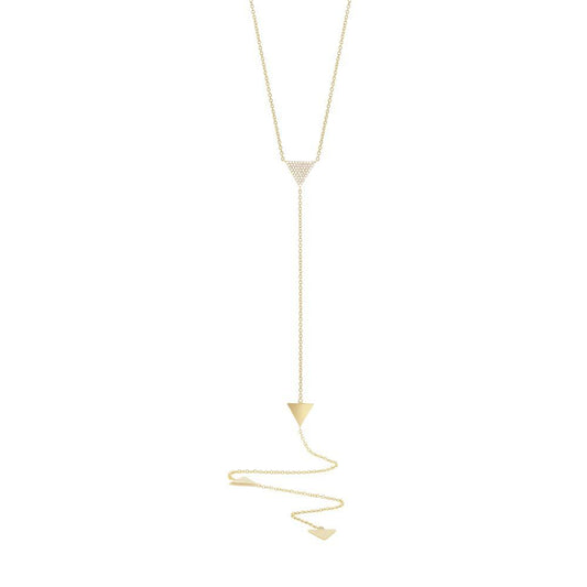 14k Yellow Gold Diamond Pave Triangle Lariat Necklace - 0.13ct