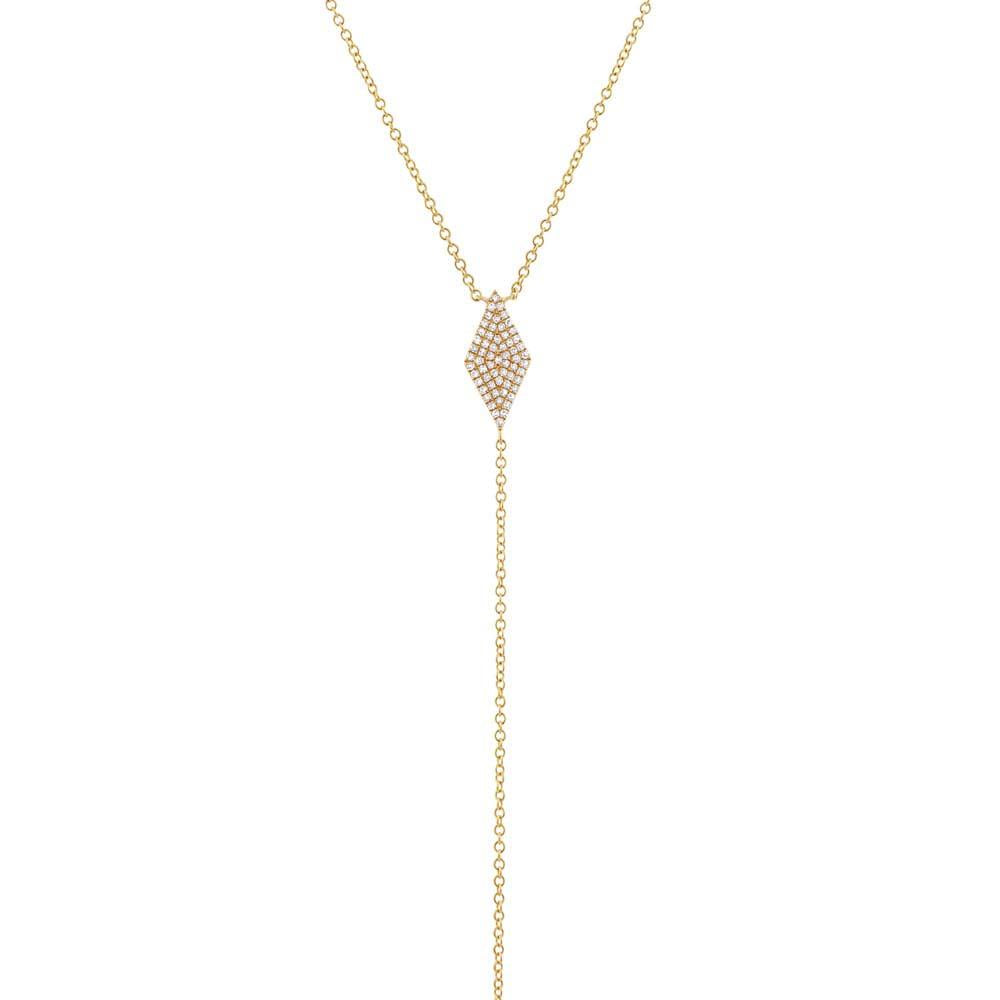14k Yellow Gold Diamond Pave Lariat Necklace - 0.14ct