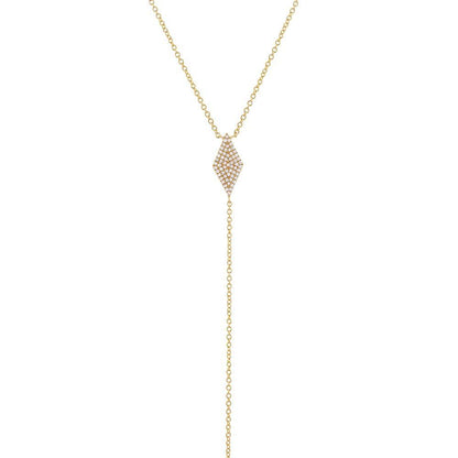 14k Yellow Gold Diamond Pave Lariat Necklace - 0.14ct