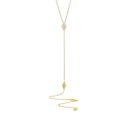 14k Yellow Gold Diamond Pave Lariat Necklace - 0.14ct