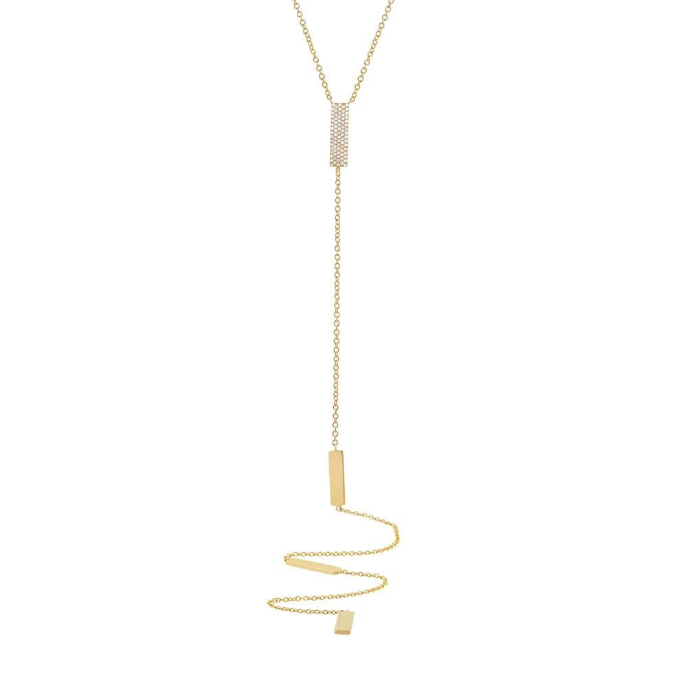 14k Yellow Gold Diamond Pave Lariat Necklace - 0.19ct