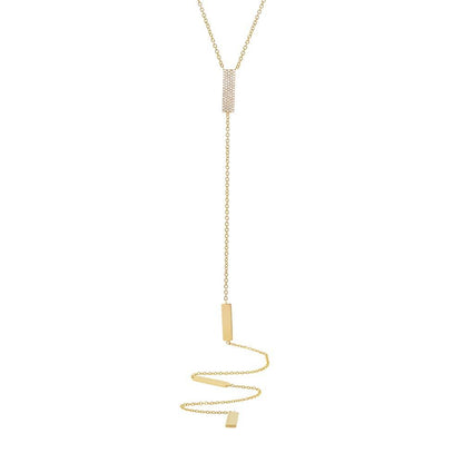 14k Yellow Gold Diamond Pave Lariat Necklace - 0.19ct