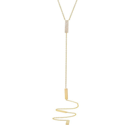 14k Yellow Gold Diamond Pave Lariat Necklace - 0.19ct