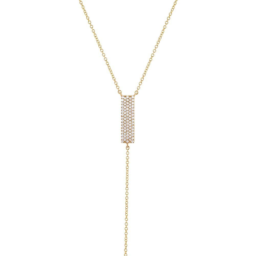 14k Yellow Gold Diamond Pave Lariat Necklace - 0.19ct