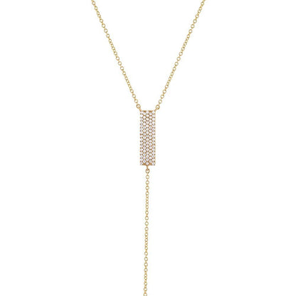 14k Yellow Gold Diamond Pave Lariat Necklace - 0.19ct
