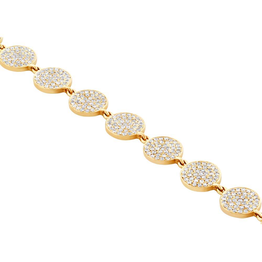 14k Yellow Gold Diamond Pave Circle Bracelet - 1.33ct