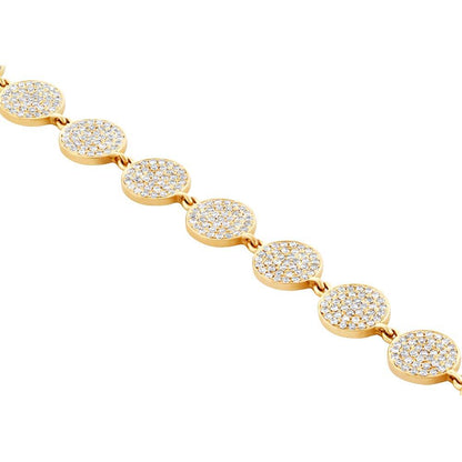 14k Yellow Gold Diamond Pave Circle Bracelet - 1.33ct
