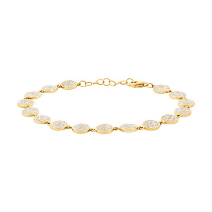 14k Yellow Gold Diamond Pave Circle Bracelet - 1.33ct